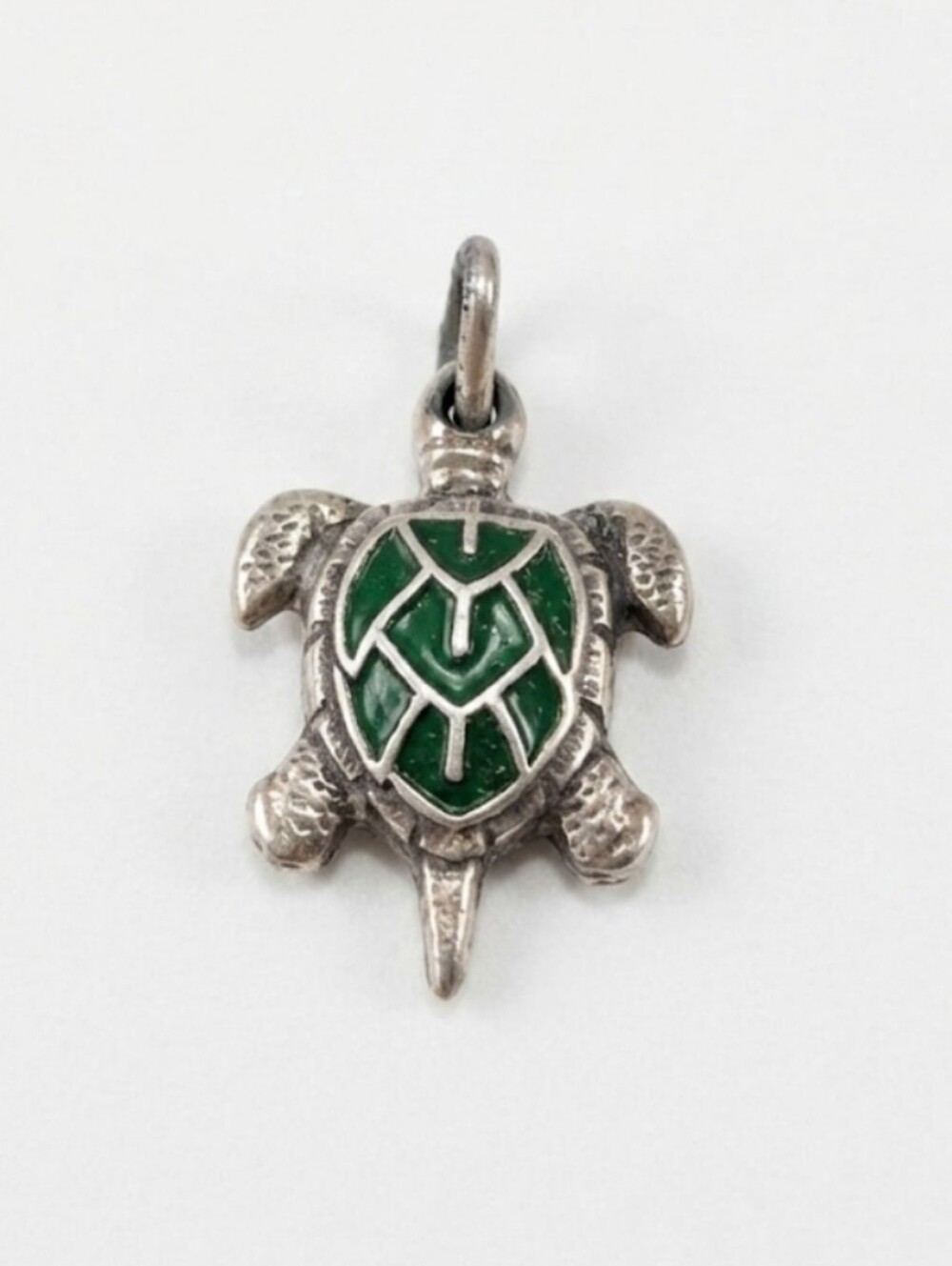 Vintage 60s J.M. Fisher Sterling Silver Enamel Turtle Charm